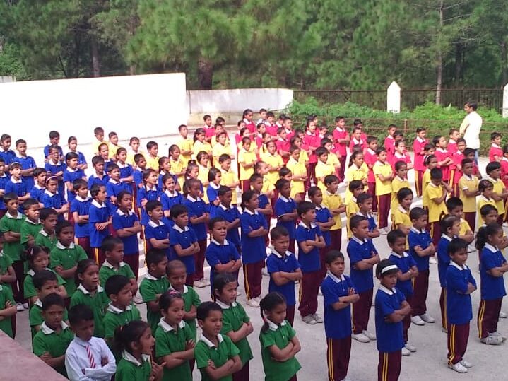 Students standing in morning assembly